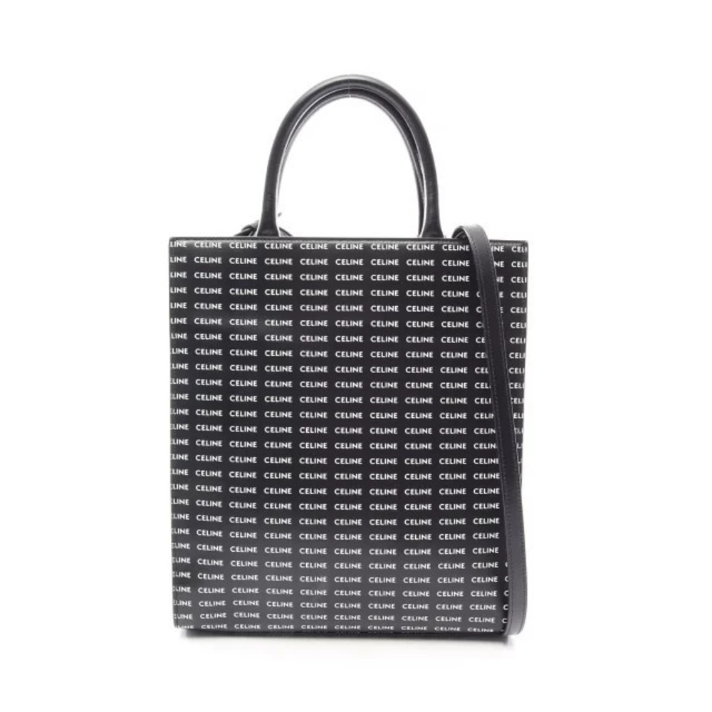 Celine Vertical Cabas Triomphe Tote Bag Canvas Leather Black White
